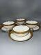 Stunning P. L. France Limoges Set Of 4 Double Handled Tea Cups & Saucers Gold