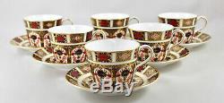 Stunning Royal Crown Derby China Old Imari 1128 Tea Cups & Saucers X 6 1st