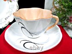 Stunning Shelley tea cup & saucer Art Deco peach Fantasy Dainty shape teacup