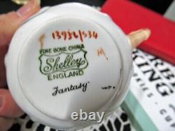 Stunning Shelley tea cup & saucer Art Deco peach Fantasy Dainty shape teacup