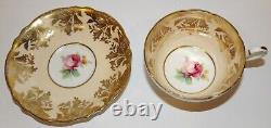 Stunning Vintage Paragon England Peach With Pink Rose Gold Gilt Tea Cup & Saucer