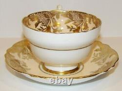 Stunning Vintage Paragon England Peach With Pink Rose Gold Gilt Tea Cup & Saucer