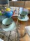 Stunning Blue Kim Seybert Teacups Tea Cups & Vtg Matching Saucers. Set Of 4 Or 8