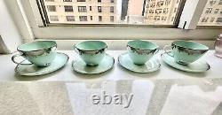 Stunning blue Kim Seybert teacups tea cups & vtg matching saucers. Set of 4 or 8