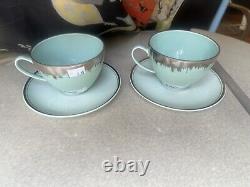 Stunning blue Kim Seybert teacups tea cups & vtg matching saucers. Set of 4 or 8