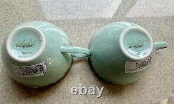 Stunning blue Kim Seybert teacups tea cups & vtg matching saucers. Set of 4 or 8