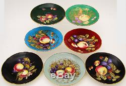 Superb Rare 14 Pc Aynsley Colored Orchard Fruit Tea Cups & Saucers