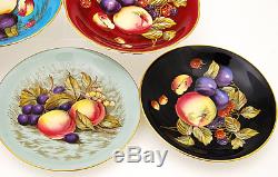 Superb Rare 14 Pc Aynsley Colored Orchard Fruit Tea Cups & Saucers