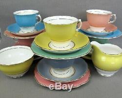 Superb vintage Colclough Harlequin Bone China TEA SET / SERVICE. Cups plates etc