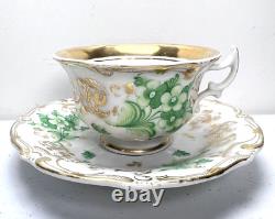 TPM Carl Tietsch Silesia Tea Cup Saucer ANTIQUE 1847-1850 Hand Painted Gold