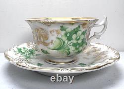 TPM Carl Tietsch Silesia Tea Cup Saucer ANTIQUE 1847-1850 Hand Painted Gold