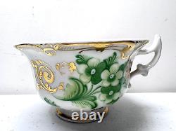 TPM Carl Tietsch Silesia Tea Cup Saucer ANTIQUE 1847-1850 Hand Painted Gold