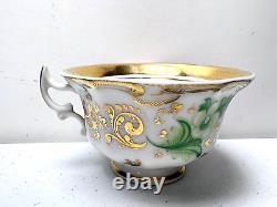 TPM Carl Tietsch Silesia Tea Cup Saucer ANTIQUE 1847-1850 Hand Painted Gold