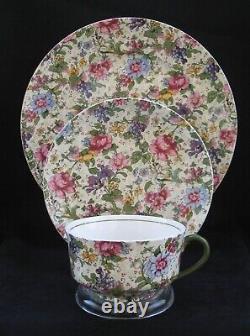 TST Grapes & Roses Chintz Antique Tea Cup Saucer Dessert Plate