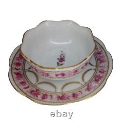 Tea Cup In Saucer European Porcelain Gold Trim Delicate Hand Painted Hallmarked