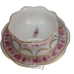 Tea Cup In Saucer European Porcelain Gold Trim Delicate Hand Painted Hallmarked