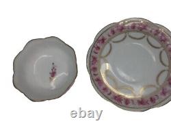 Tea Cup In Saucer European Porcelain Gold Trim Delicate Hand Painted Hallmarked