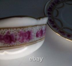 Tea Cup In Saucer European Porcelain Gold Trim Delicate Hand Painted Hallmarked