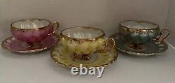 Tea Cups Footed /Saucers Lusterware Set Of 3 Mint Vintage Japan? ByRoyal Sealy