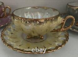 Tea Cups Footed /Saucers Lusterware Set Of 3 Mint Vintage Japan? ByRoyal Sealy