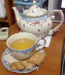 Tea Set Vintage China Cup Teapot Coffee Saucers Set Porcelain 11 Piece Design