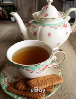 Tea Set Vintage China Cup Teapot Coffee Saucers Set Porcelain 11 Piece Gifts NEW