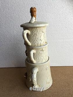 Tea for Two VINTAGE OWL SET Stackable coffee pot & cups tree house Japan