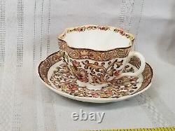 Teacup Saucer scalloped edge Vintage 1800s Floral Hawthorn hawthorne