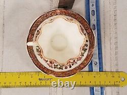 Teacup Saucer scalloped edge Vintage 1800s Floral Hawthorn hawthorne