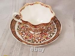 Teacup Saucer scalloped edge Vintage 1800s Floral Hawthorn hawthorne