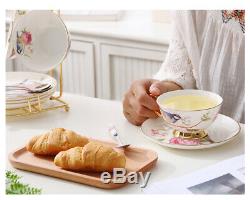 Teacup Tea set Tea Cup Flower Bird Ceramic Tea Cup Saucer Spoon Set Coffee Cup
