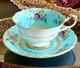 Teacup And Saucer. Paragon, Rare, Antique, Gorgeous, Turquoise Floral Excellent