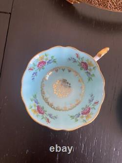 Teacup and Saucer. Paragon, Rare, Antique, gorgeous, Turquoise Floral Excellent