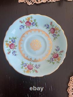 Teacup and Saucer. Paragon, Rare, Antique, gorgeous, Turquoise Floral Excellent