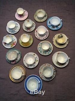 Teacups and Saucers Lot-16 Sets Mismatched Wedding Shower High Tea Party Lot 12A