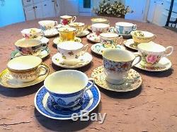 Teacups and Saucers Lot-16 Sets Mismatched Wedding Shower High Tea Party Lot 12A
