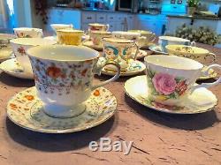 Teacups and Saucers Lot-16 Sets Mismatched Wedding Shower High Tea Party Lot 12A