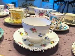 Teacups and Saucers Lot-16 Sets Mismatched Wedding Shower High Tea Party Lot 12A