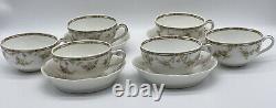 Theodore Haviland LIMOGES France Pink Flowers Tea Cups and Flat Saucer Set