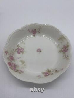 Theodore Haviland LIMOGES France Pink Flowers Tea Cups and Flat Saucer Set
