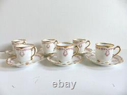 Theodore Haviland Set Of 6 Antique Limoges Pink Roses Cup Saucer Schleiger 319