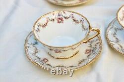 Theodore Haviland Tea Cup(s) & Saucer(s) Pink Roses/ribbons Schleiger 597