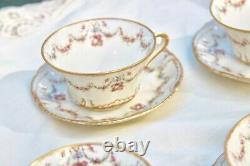 Theodore Haviland Tea Cup(s) & Saucer(s) Pink Roses/ribbons Schleiger 597