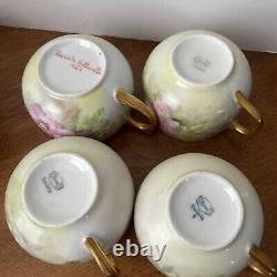 Thomas Bavaria Green Pink Floral 3 Piece Dessert Plate Teacup & Saucer Sets 12pc
