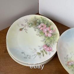 Thomas Bavaria Green Pink Floral 3 Piece Dessert Plate Teacup & Saucer Sets 12pc