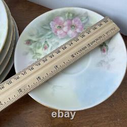 Thomas Bavaria Green Pink Floral 3 Piece Dessert Plate Teacup & Saucer Sets 12pc