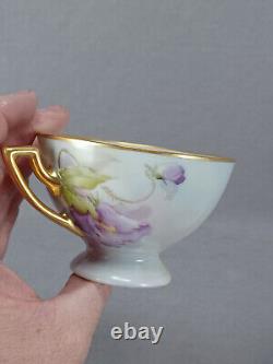 Thomas Hand Painted Sherratts Pink & Purple Floral Pedestal Tea Cup & Saucer A
