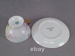Thomas Hand Painted Sherratts Pink & Purple Floral Pedestal Tea Cup & Saucer A