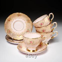 Tuscan Fine English Bone China Pink Gold Lace Floral Chintz Tea Cup Saucer Lot A