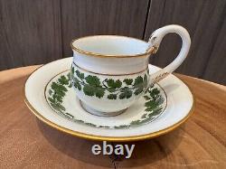 ULTRA RARE German Meissen Porcelain Gilded Ivy Leaves Swan Handle Teacup Saucer